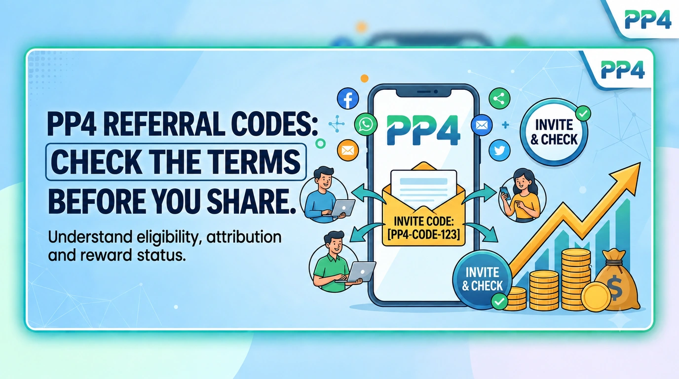 PP4 invite-code illustration; examples do not guarantee rewards